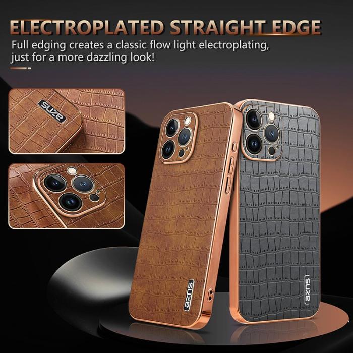 AZNS - AZNS iPhone 11 Pro Max Fodral Crocodile Textur PU+TPU - Svart