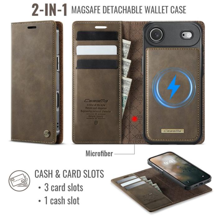 Caseme - CASEME C49 Mobilskal till iPhone Air MagSafe RFID Blocker Läder Kaffe