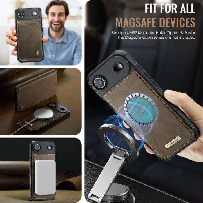 Caseme - CASEME C49 Mobilskal till iPhone Air MagSafe RFID Blocker Läder Kaffe