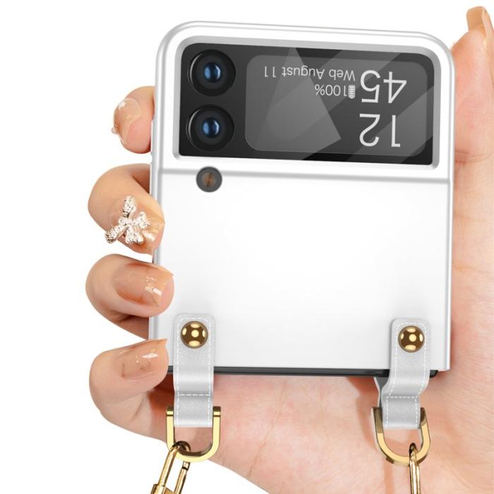 GKK - GKK Crossbody Fodral för Samsung Galaxy Z Flip4 - KonstLäder - Rosa