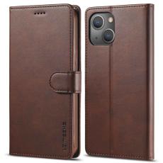LC.imeeke - LC.IMEEKE iPhone 14 Plus Pl&aring;nboksfodral i Konstl&auml;der - Brun