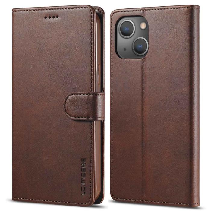LC.imeeke - LC.IMEEKE iPhone 14 Plus Plånboksfodral i Konstläder - Brun