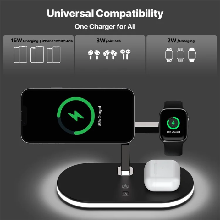 OEM - 3in1 MagSafe Trådlös Laddare iPhone, Apple Watch, Airpods