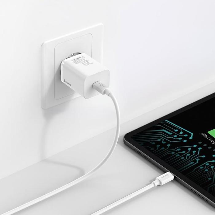BASEUS - Baseus Super Si 1C Väggladdare USB-C 30 W - Vit