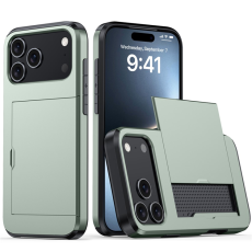 Amorus - AMORUS iPhone 17 Pro Max Mobilskal Glidande Korthållare - Grön