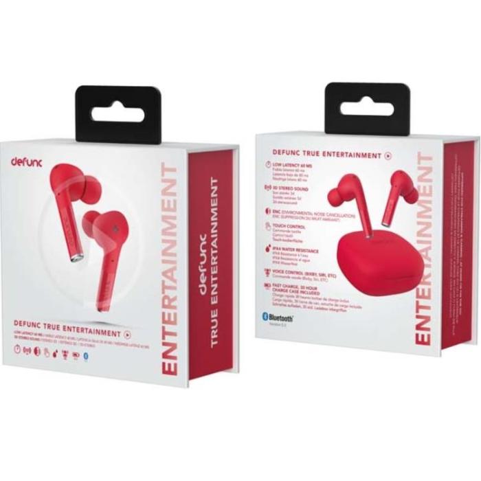 DeFunc - Defunc In-Ear Hörlurar Trådlösa Bluetooth True Entertainment - Röd