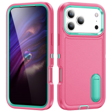 A-One Brand - iPhone 17 Pro Max Mobilskal Med Kickstand Silikon - Rosa/Ljusgrön