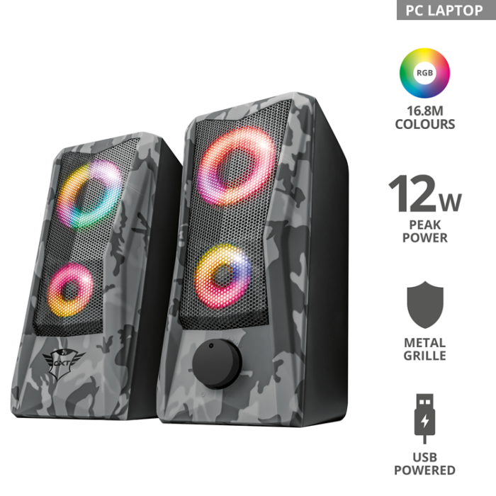 Trust - TRUST GXT 606 Javv RGB 2.0 Gaming Speakers