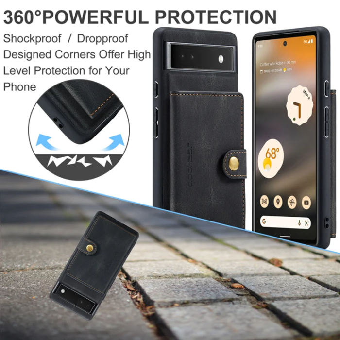 OEM - JEEHOOD Google Pixel 6a Fodral KonstLäder - Svart