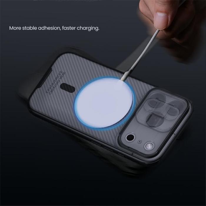 Nillkin - NILLKIN iPhone 17 Pro Max Mobilskal MagSafe Med Kamera Slider - Svart