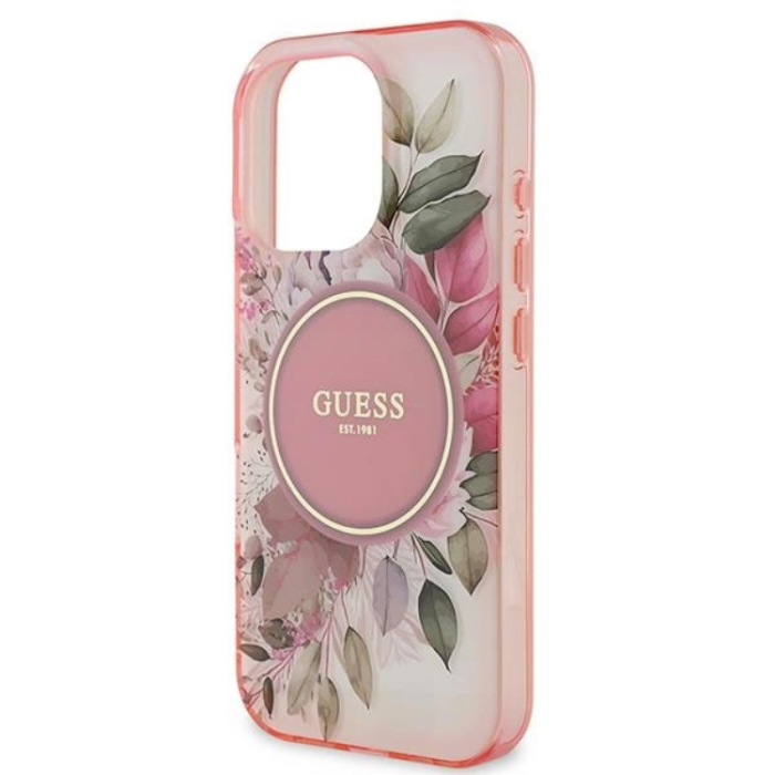 Guess - Guess iPhone 16 Pro Mobilskal MagSafe IML Flower & Tonal Circle