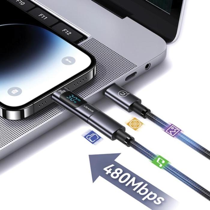 USAMS - USAMS USB-C till Lightning Adapter 30W med Display - Stål