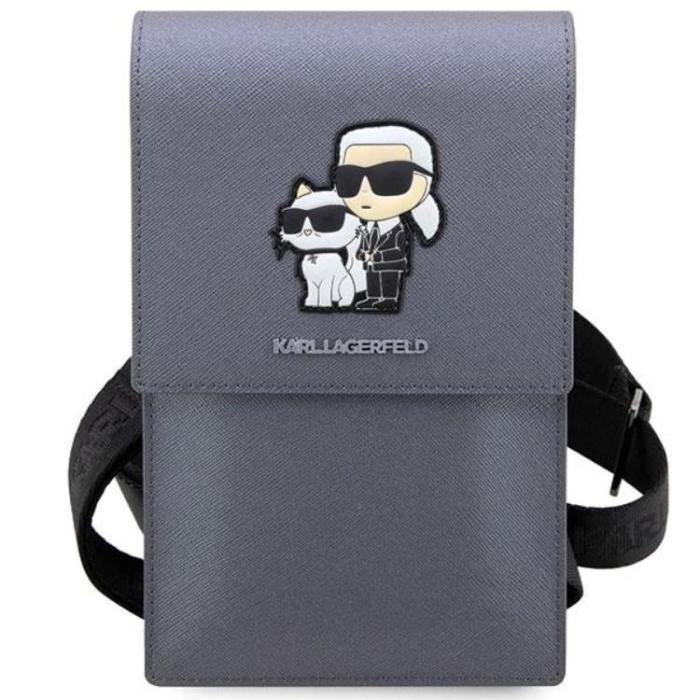 KARL LAGERFELD - Karl Lagerfeld Halsbandsfodral Saffiano Karl & Choupette - Silver