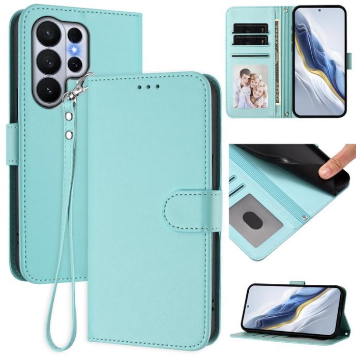 OEM - Samsung Galaxy S26 Ultra Fodral Äkta Läder Ställ - Mintgrön