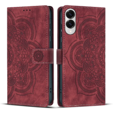 WANLONFENG - WANLONFENG Galaxy S25 Edge Plånboksfodral Mandala - Vinröd