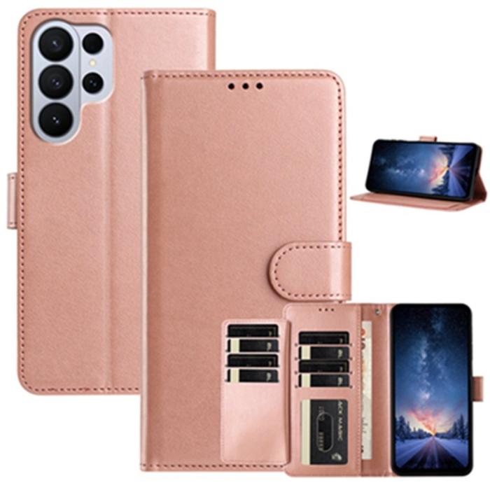 OEM - Samsung Galaxy S26 Ultra Fodral PU Läder Folio Flip - Roséguld