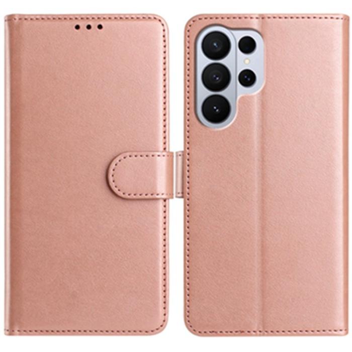 OEM - Samsung Galaxy S26 Ultra Fodral PU Läder Folio Flip - Roséguld