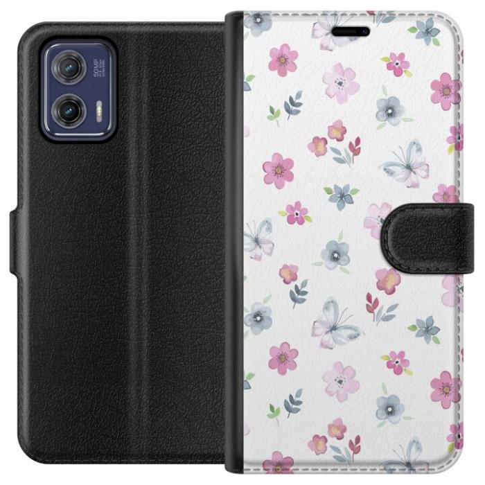 iSecrets - Plånboksfodral till Motorola Moto G73 med Blommor och fjärillar