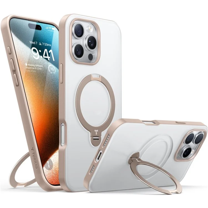 Torras - Torras iPhone 16 Pro Mobilskal Magsafe Ringhållare - Desert Guld