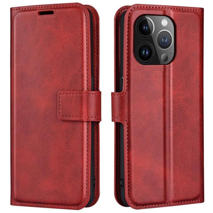 OEM - iPhone 15 Pro Plånboksfodral Calf Flip Folio - Röd