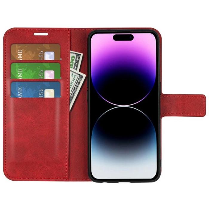 OEM - iPhone 15 Pro Plånboksfodral Calf Flip Folio - Röd