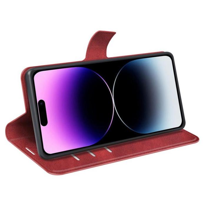 OEM - iPhone 15 Pro Plånboksfodral Calf Flip Folio - Röd