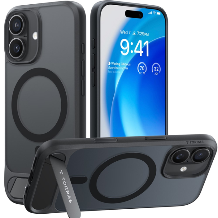 Torras - TORRAS iPhone 17 Mobilskal MagSafe Kickstand - Svart