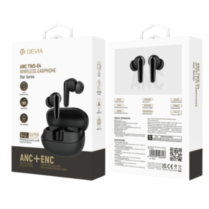 Devia - Devia TWS Bluetooth Trådlösa Hörlurar Star E4 ANC - Svart