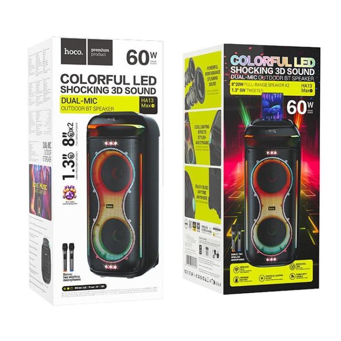 Hoco - Hoco Högtalare Bluetooth + 2 x Trådlösa Mikrofoner HA13 Max- Svart