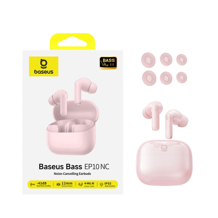 BASEUS - BASEUS EP10 TWS Trådlösa Hörlurar In-Ear med ANC - Rosa