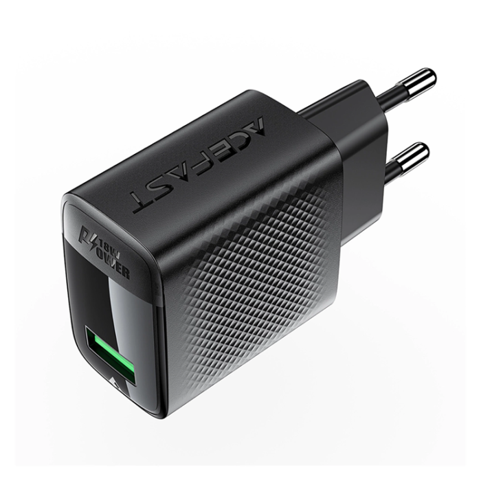 Acefast - Acefast Väggladdare 18W A90 GaN USB-A QC - Svart