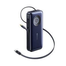 BASEUS - Baseus Powerbank 20000mAh 100W med Retractable USB-C Kabel - Svart