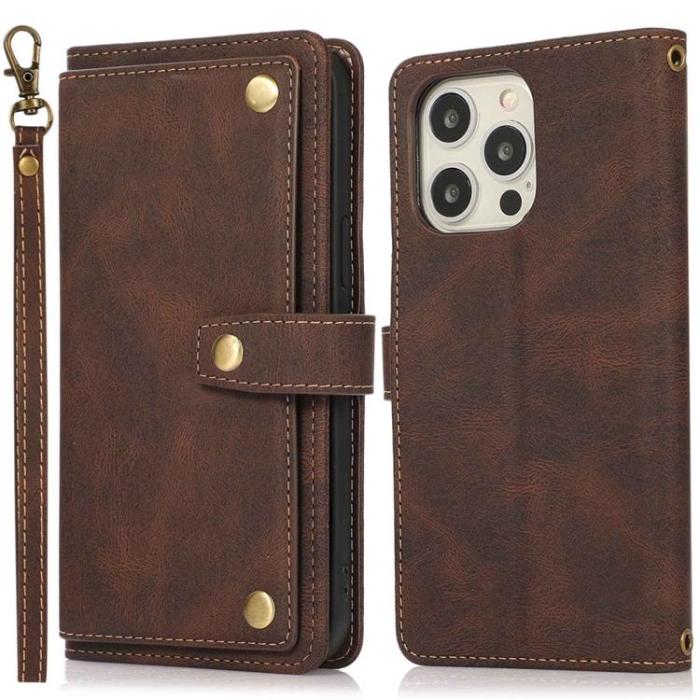 OEM - iPhone 14 Pro Plånboksfodral Flip - Coffee