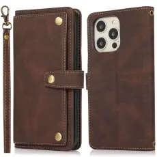 OEM - iPhone 14 Pro Pl&aring;nboksfodral Flip - Coffee