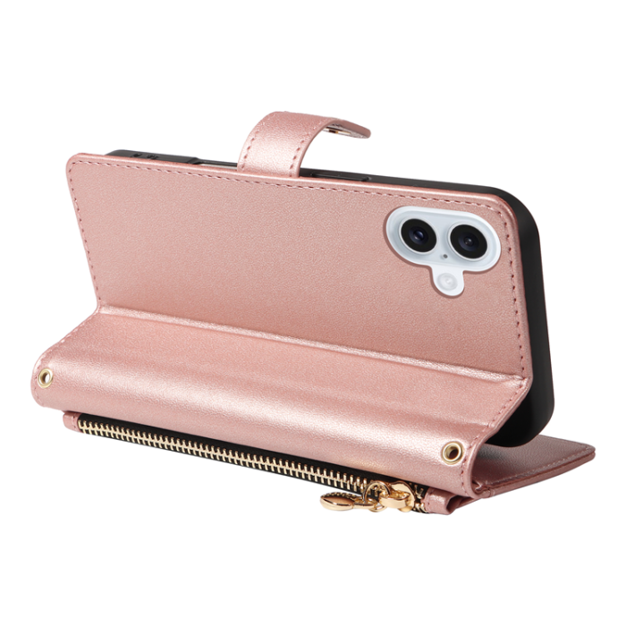 A-One Brand - iPhone 17 Plånboksfodral Rhombus Läder - Roséguld