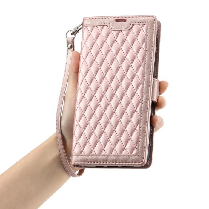OEM - Samsung Galaxy S26 Ultra Fodral Äkta Läder Rhombus - Roséguld