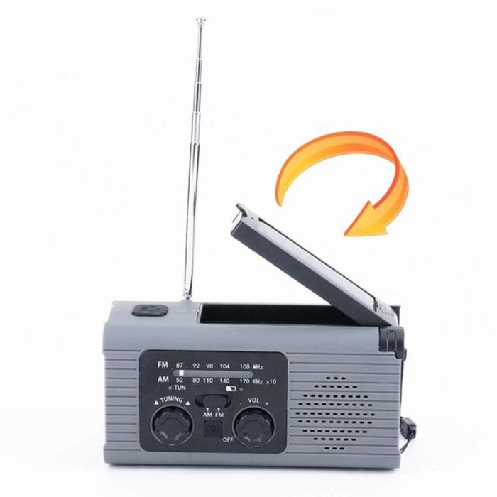 Pristar - Pristar Radio FM med Ficklampa 4000 mAh YX318 - Grå