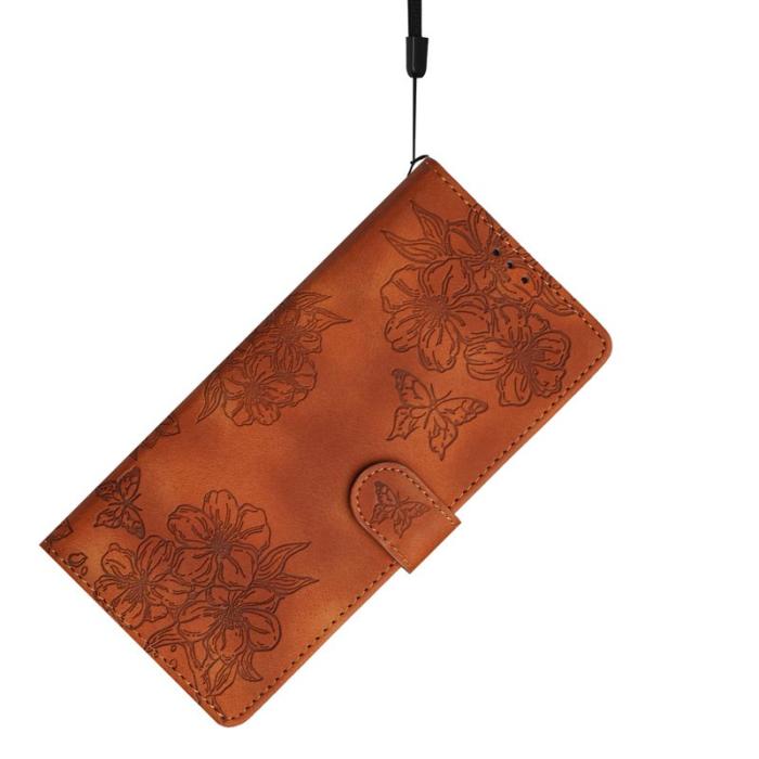 OEM - Mobilskal till Samsung Galaxy S26 Pro Butterfly Blommönster KonstLäder - Brun