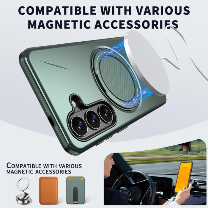 OEM - Mobilskal till Samsung Galaxy S26 Magnetiskt TPU + PC Baksida med Ställ - Grön