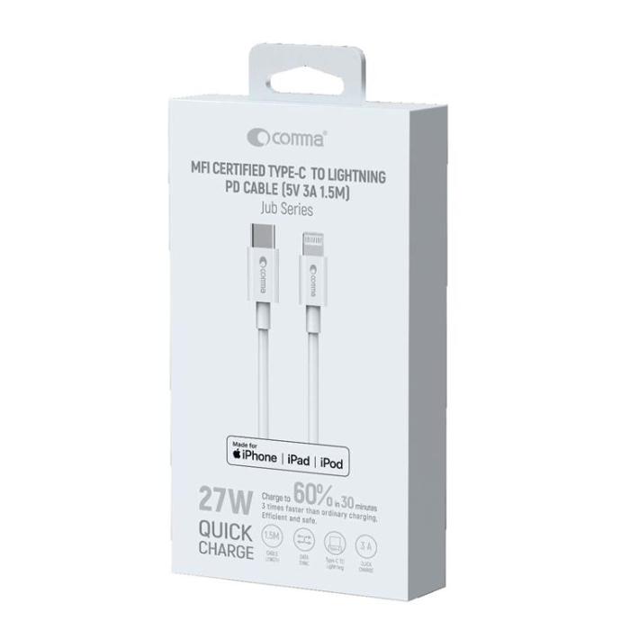 Comma - Comma USB-C till Lightning kabel 1.5m 3A Jub MFi - Vit