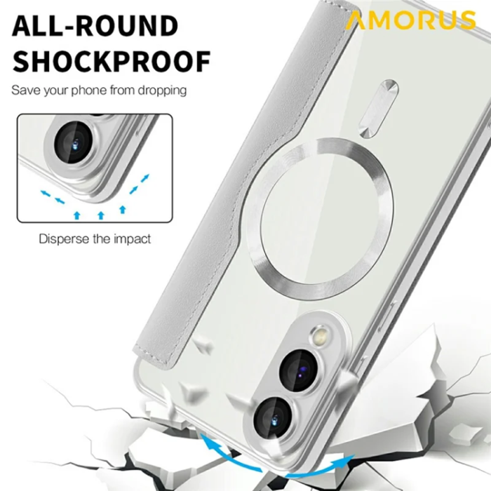 Amorus - Amorus Galaxy S25 Edge Plånboksfodral Magsafe RFID - Titangrå