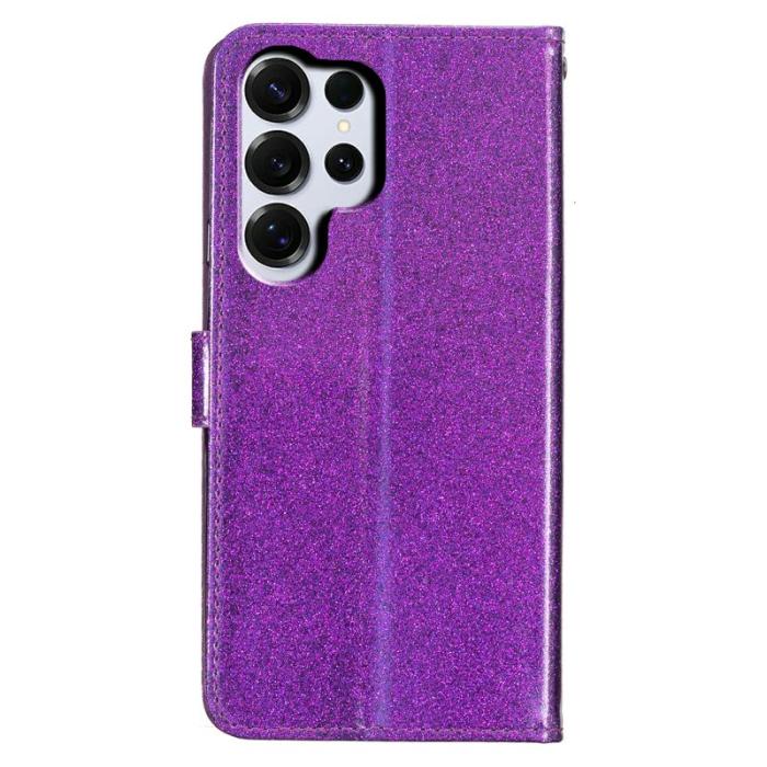 OEM - Samsung Galaxy S26 Ultra Plånboksfodral Glitter Anti-Scratch Konstläder - Lila