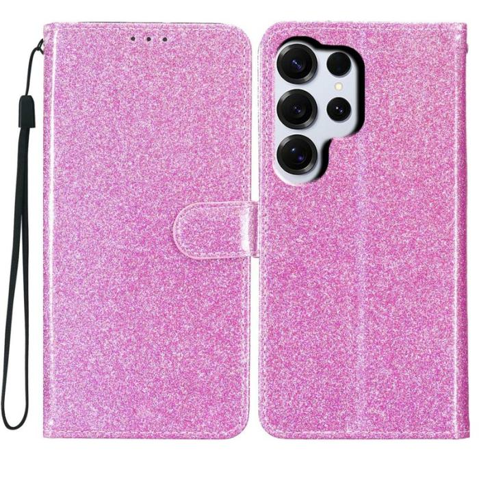 OEM - Samsung Galaxy S26 Ultra Plånboksfodral Glitter Anti-Scratch Konstläder - Lila