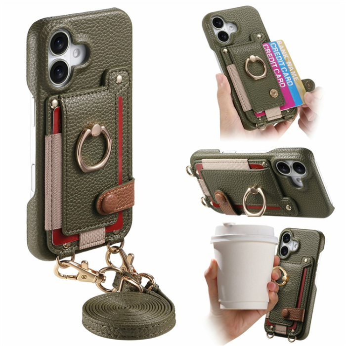 A-One Brand - iPhone 17 Mobilskal med Korthållare Ring Kickstand