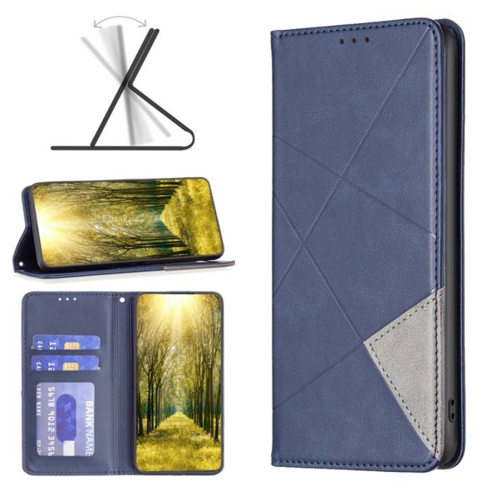 OEM - Mobilskal till Samsung Galaxy S26 Ultra Geometrisk Prägling Äkta Läder - Blå