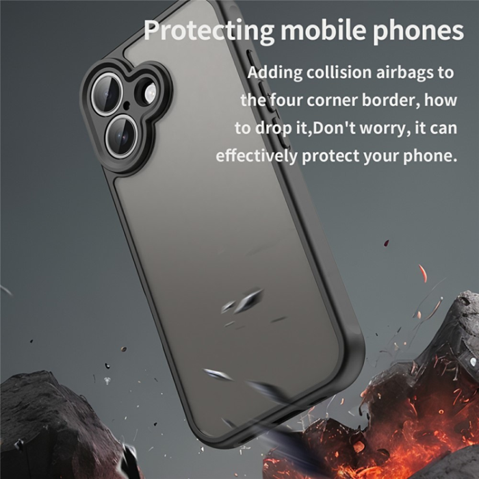 A-One Brand - iPhone 17 Mobilskal Frostade krockkuddar Drop Proof - Svart