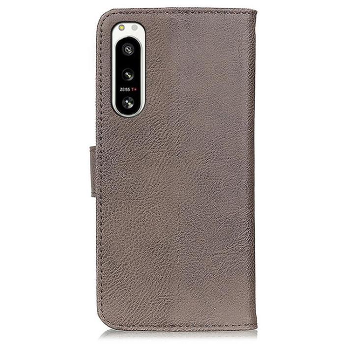 KHAZNEH - KHAZNEH Sony Xperia 5 IV Plånboksfodral PU-Läder - Grå