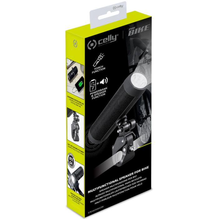 Celly - Celly Lampa, Högtalare, Powerbank (3600 mAh) för cykel, e-scooter