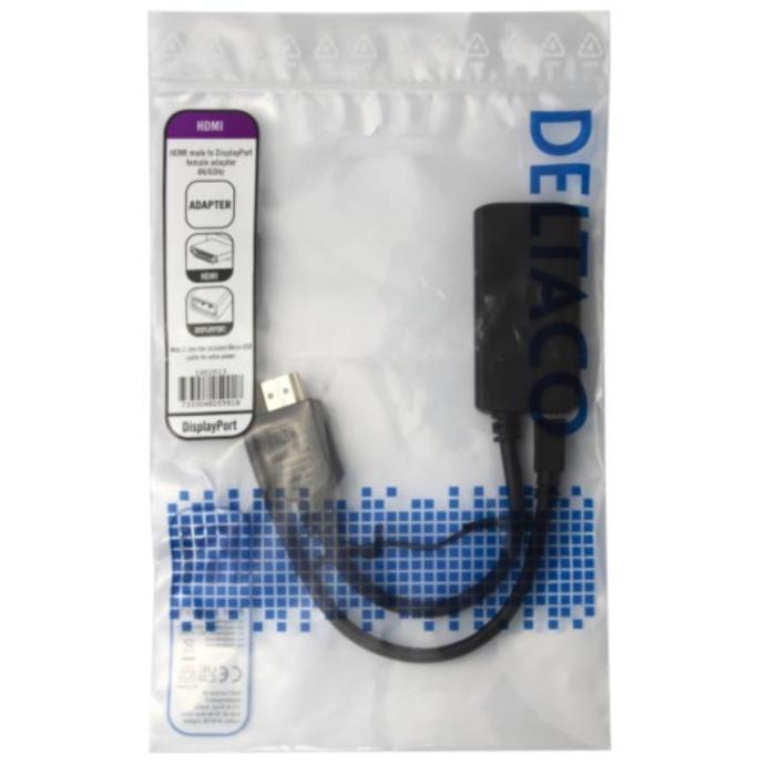 UTGATT1 - Deltaco HDMI Till DisplayPort Adapter 4K/60Hz 0.2m - Svart