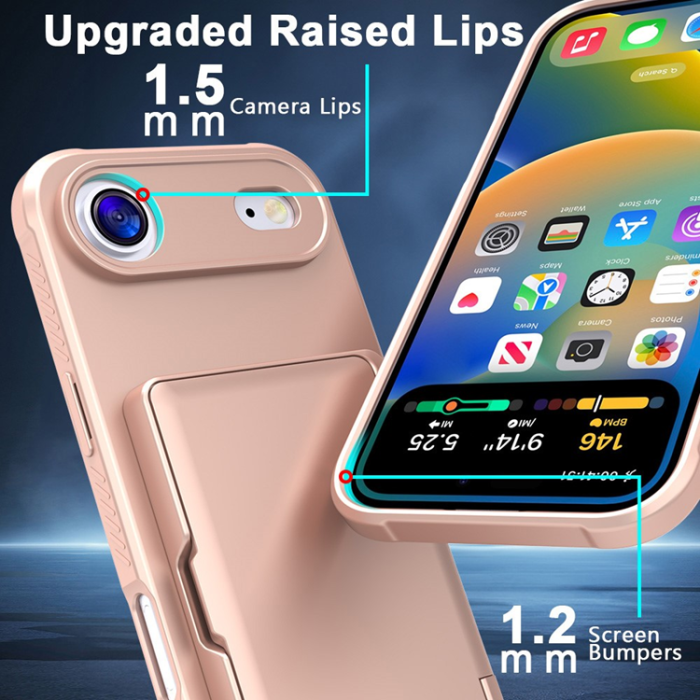 A-One Brand - iPhone Air Mobilskal Korthållare Mirror Kickstand